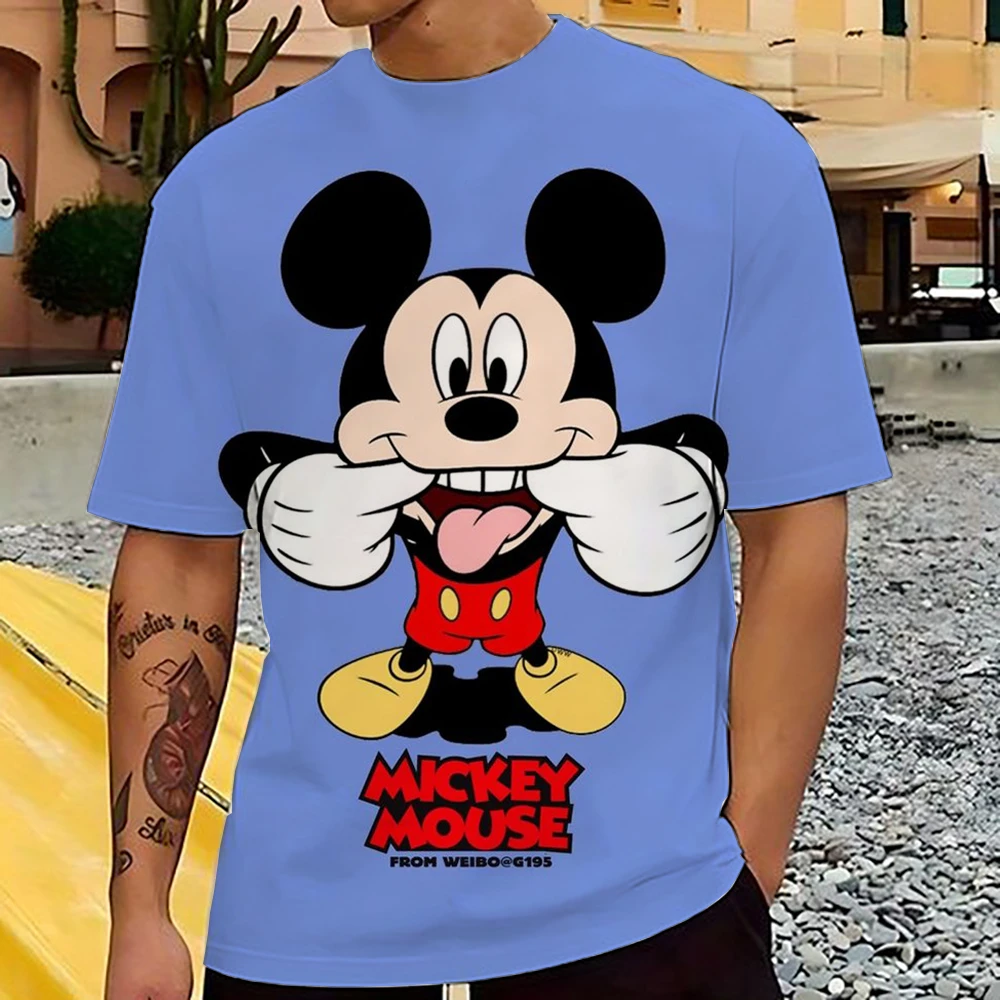 Men Disney Mickey Mouse Print T-Shirt Summer Men's Street Fashion Casual Sports Loose O Neck Quick Dry Short Sleeve Clothing Kid