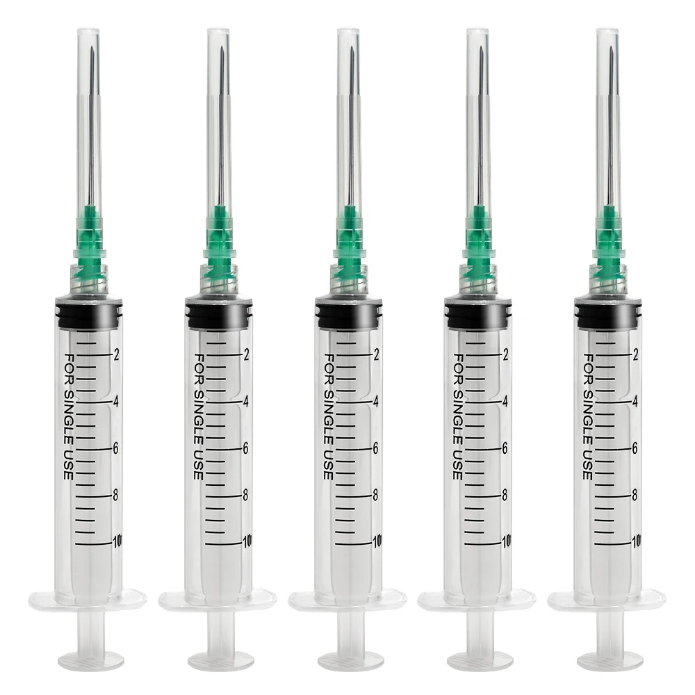 100Pack 10ml 21G Luer Lock Syringe With Needle Clear Scale Lubrication Glue Dispensing Crafts Lab Use