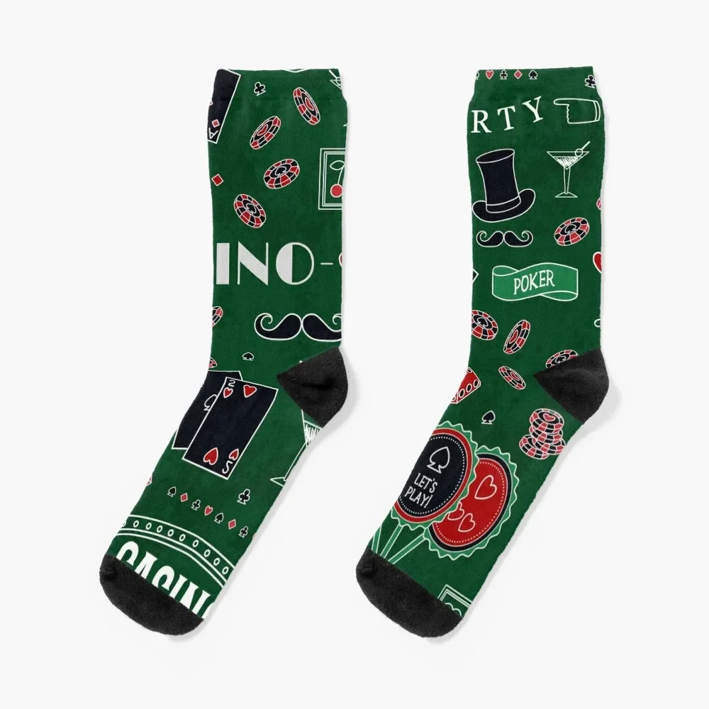 

Casino theme. Gambling symbols. Socks hip hop anti slip football New year's Socks Women Men's