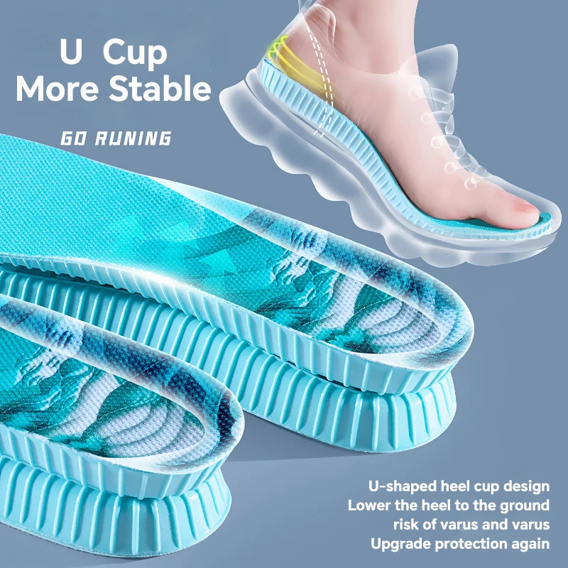 1 คู่พื้นรองเท้ากีฬาซุปเปอร์ซอฟท์ระบายอากาศได้ดีความยืดหยุ่นสูงการดูดซับแรงกระแทกรองเท้าวิ่งแผ่นรองพื้นรองเท้าพื้นรองเท้า