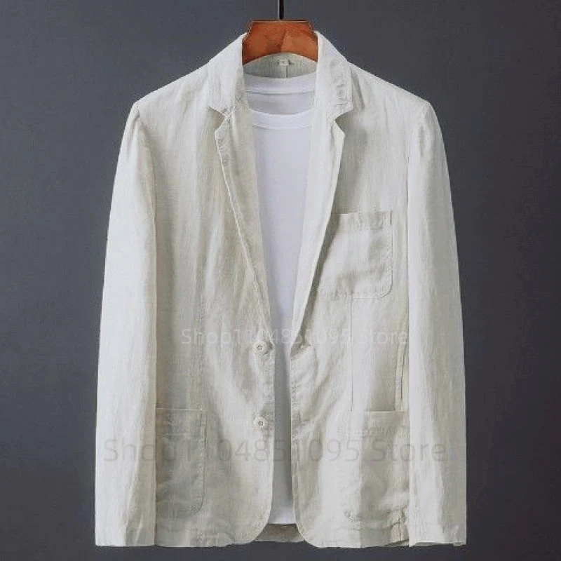Immagine 3: (Solo cappotto) Abito da uomo in lino bianco Blazer Prom Smoking dello sposo Estate monopetto Due bottoni Top Giacca da lavoro/matrimonio