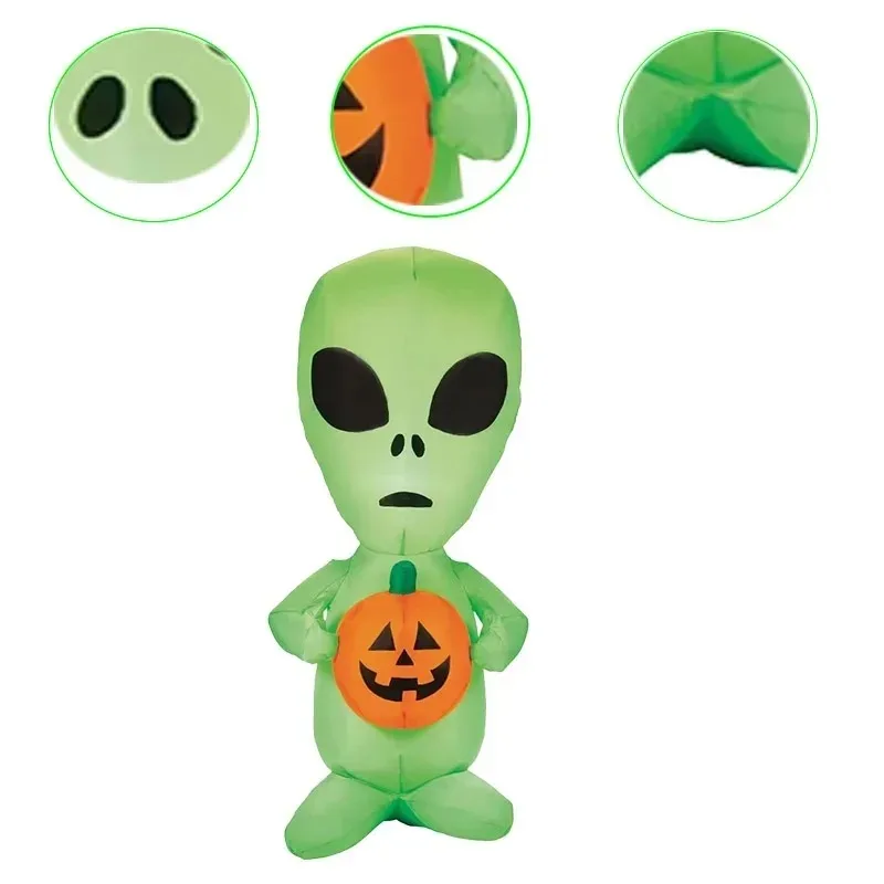 4ft brinquedos infláveis halloween alienígena com decorações de abóbora led iluminado explodir para festa interior ao ar livre gramado jardim quintal decoração