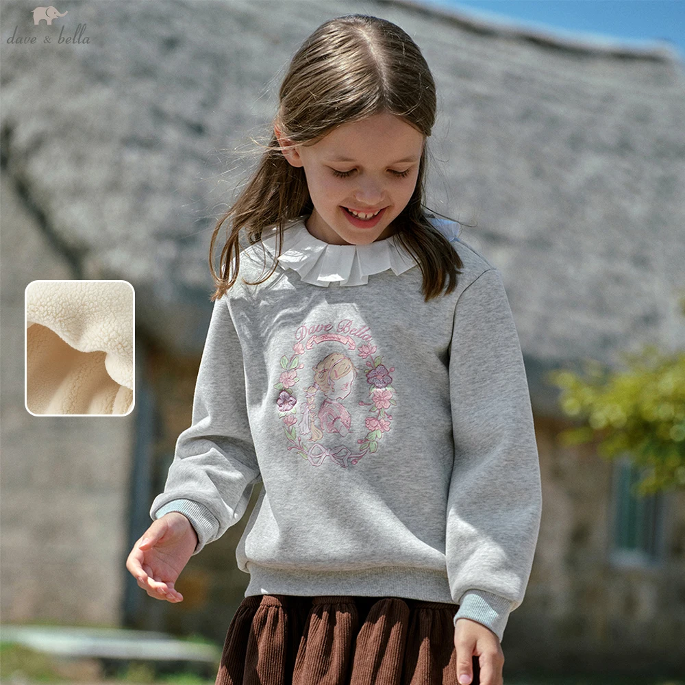

Dave Bella Gilrs Long Sleeve Fleece-lined Pullover Sweatshirt Children Autumn Winter Coat Kids Sportswear Clothing DK4253716