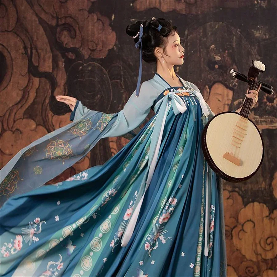 Robe de danse de scène traditionnelle chinoise pour femmes, Hanfu vintage, costume de cosplay nickel é féminin, ensemble Hanfu bleu, tenues de princesse élégantes