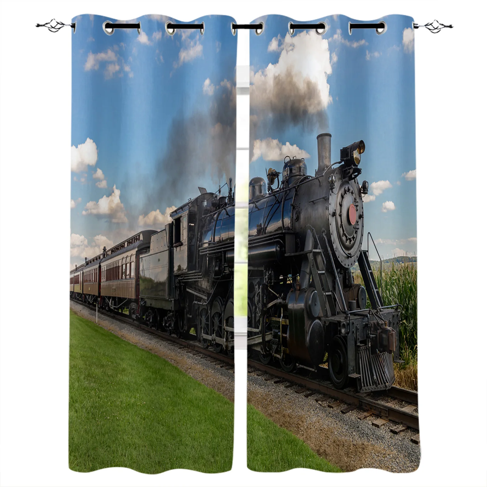 Train And Railway Travel Blackout Curtains Window Curtains For Bedroom Living Room Decor Window Treatments