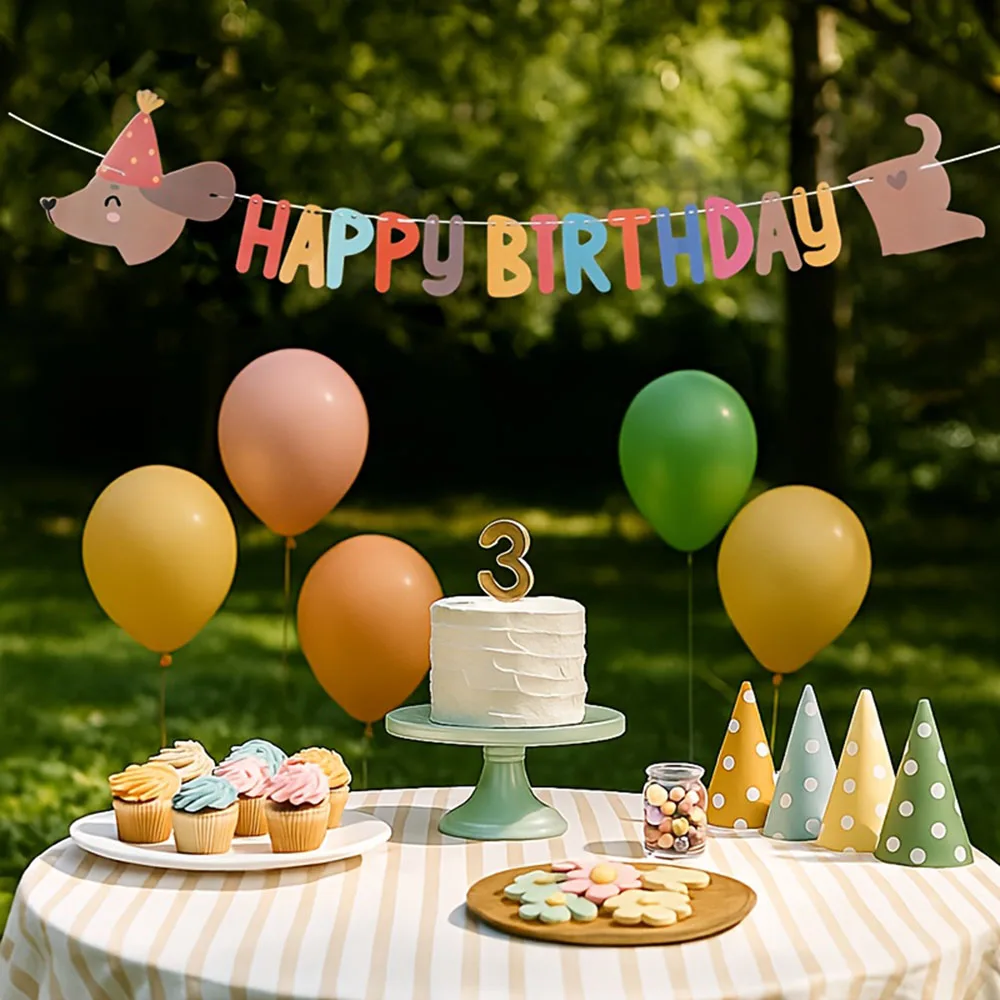 1 Set Geburtstagstorten-Dekoration mit Dackel-Motiv, Geburtstagsballons, Dackel-Party-Banner, Wanddekoration, Foto-Requisiten