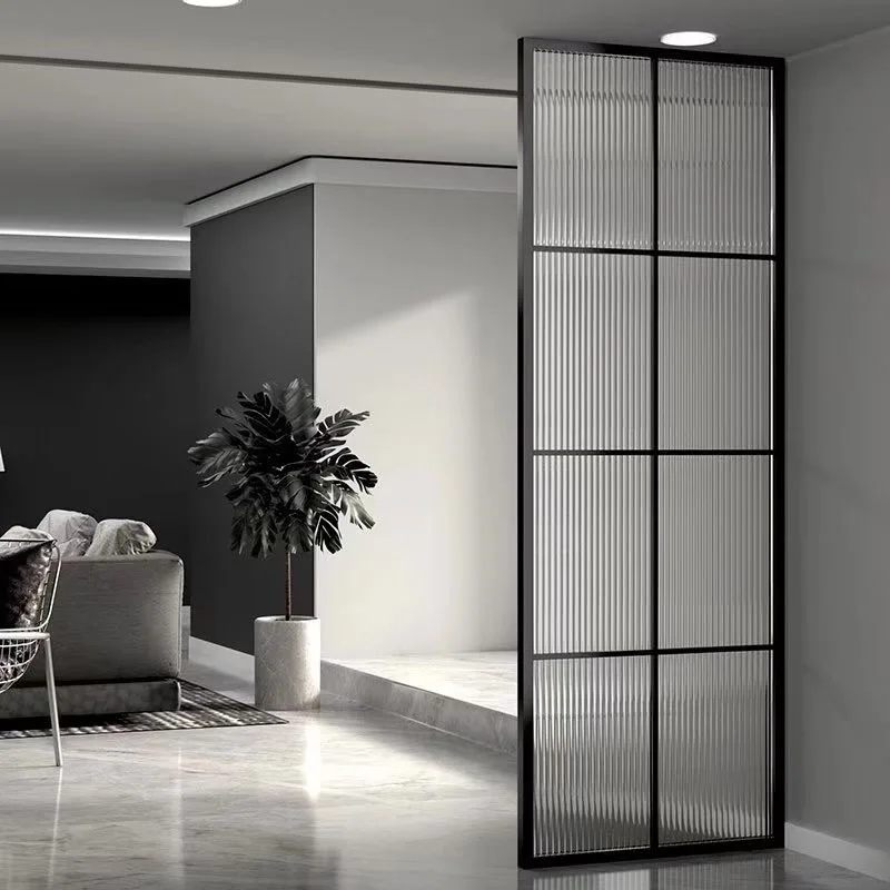 

Light luxury art glass partition screen Changhong glass screen stainless steel bathroom living room modern