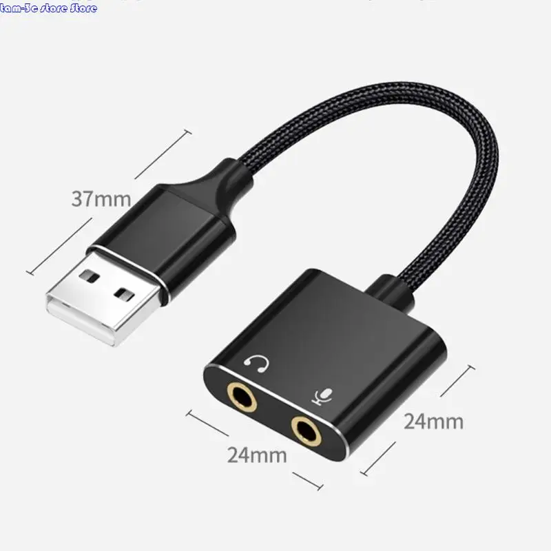 D0UA محول صوت USB متقدم إلى 3.5 ملم بطاقة صوت USB للألعاب والبث والموسيقى مع ميزات إلغاء الضوضاء