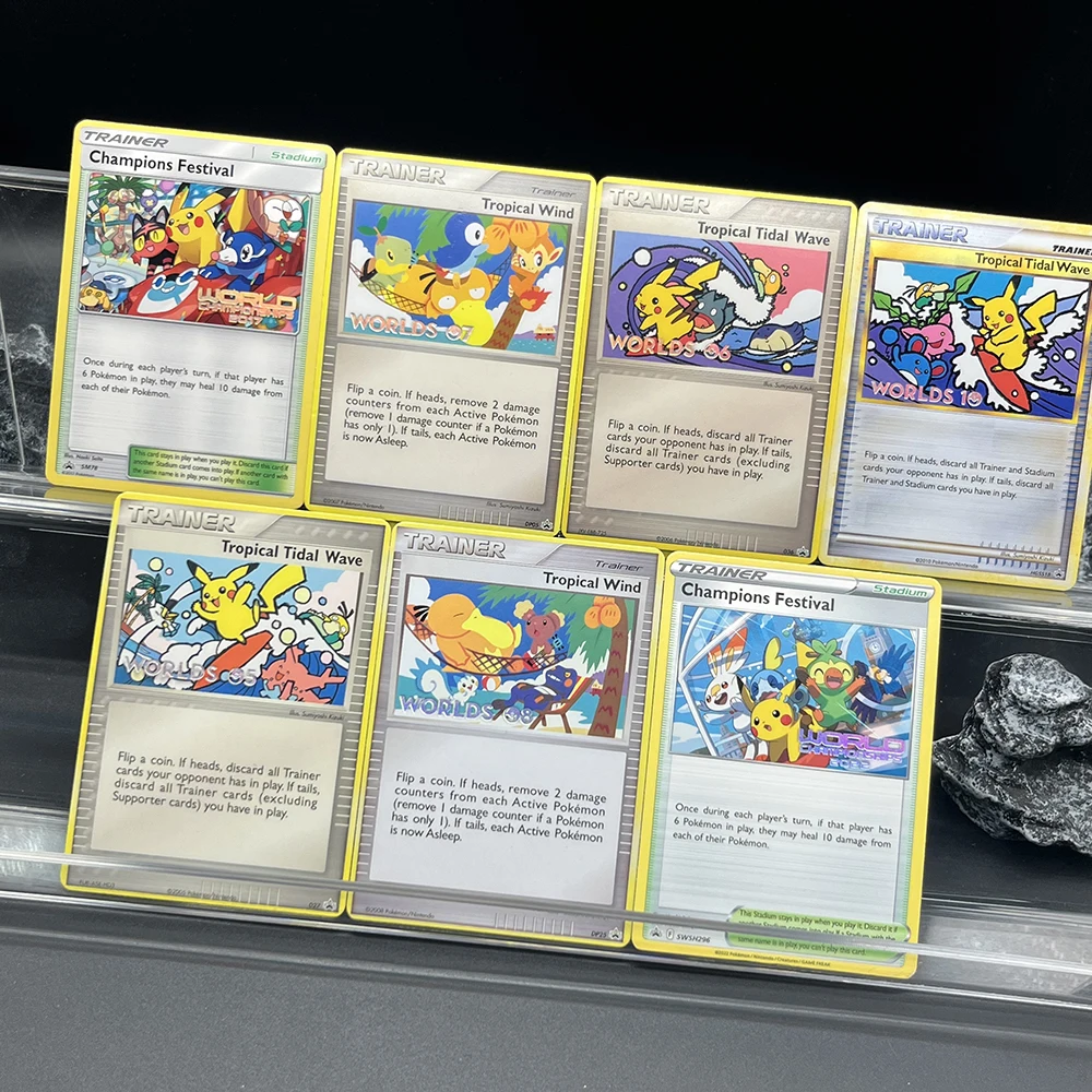 1PCS/7PCS DIY PTCG 포켓 컬렉션 카드 시리즈 영어 버전 귀여운 피츄 희귀 자작 세트 클래식 게임 애니메이션 카드 선물