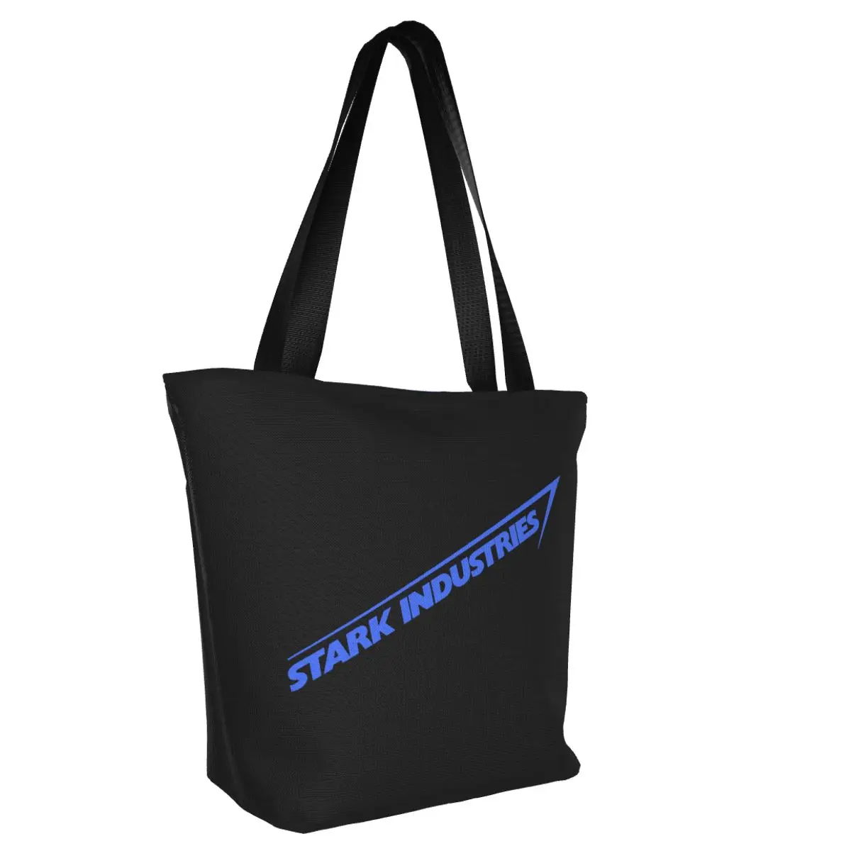 Fashion Print Blue Stark Industry Tote Shopping Bags Recycling Canvas Shoulder Shopper Handbag