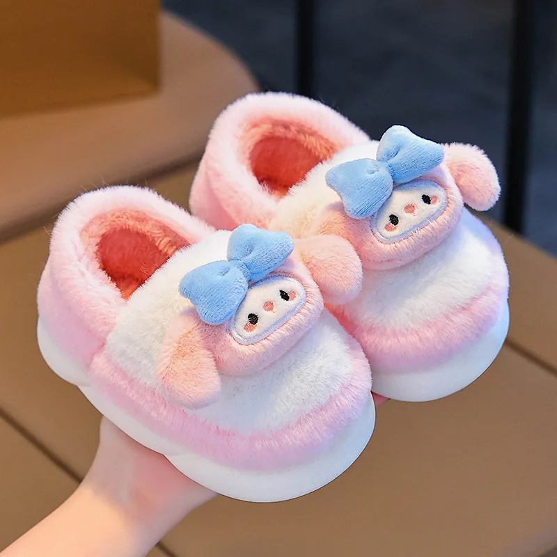 الشتاء الكرتون الأطفال نعال قماش نعال من القطن أنيمي المرأة مغطاة الدافئة مريحة المخملية لطيف المنزل شبشب منزل