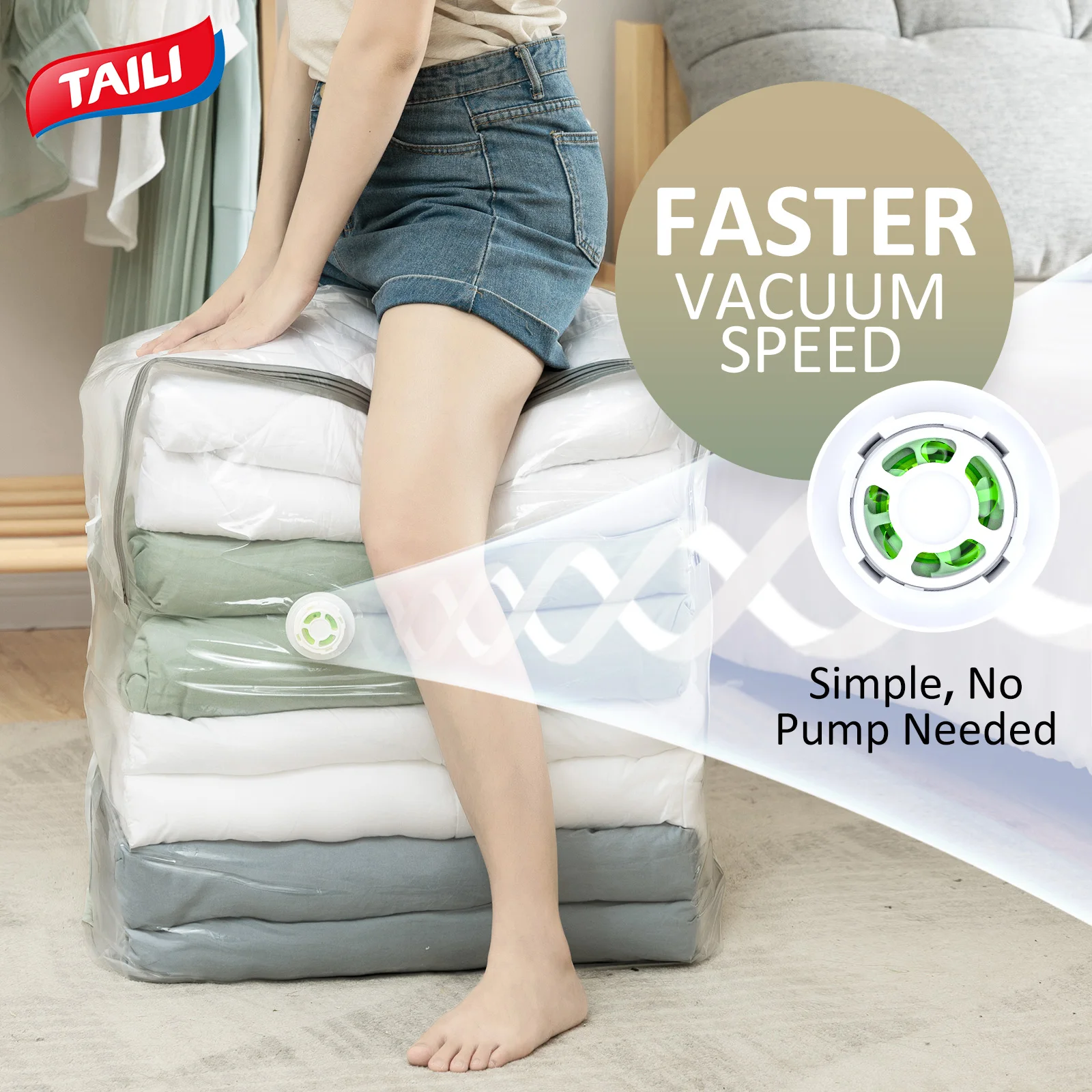 

TAILI Convenient Vacuum Bag Home Organizer Quilts Clothes Vacuum Storage Sack Waterproof Compression Travel Saving Space Air Bag