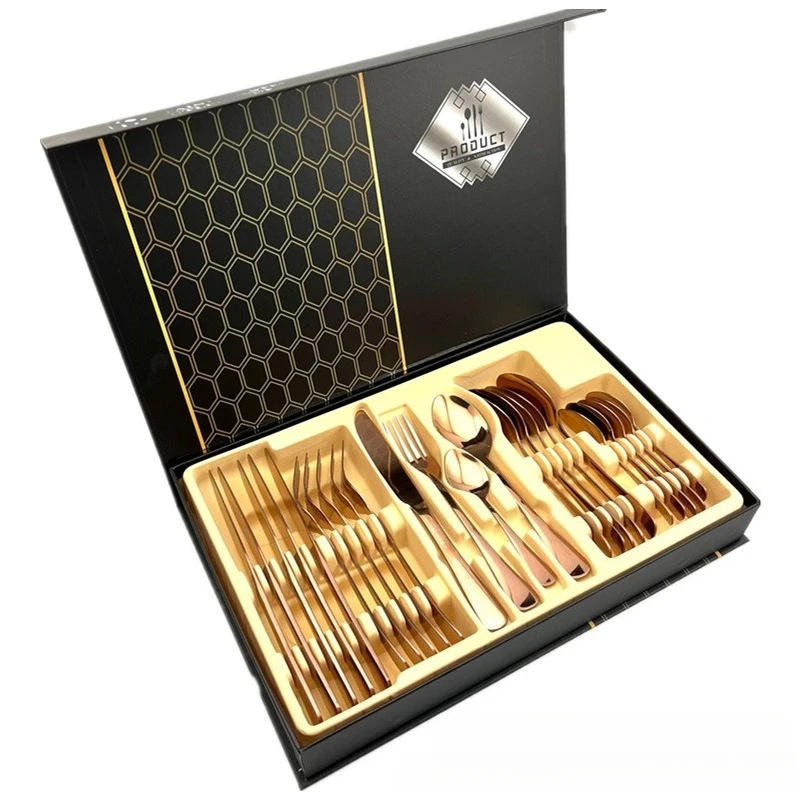 

LTT stainless steel western food knife, fork and spoon hotel tableware steak knife and fork gift box set