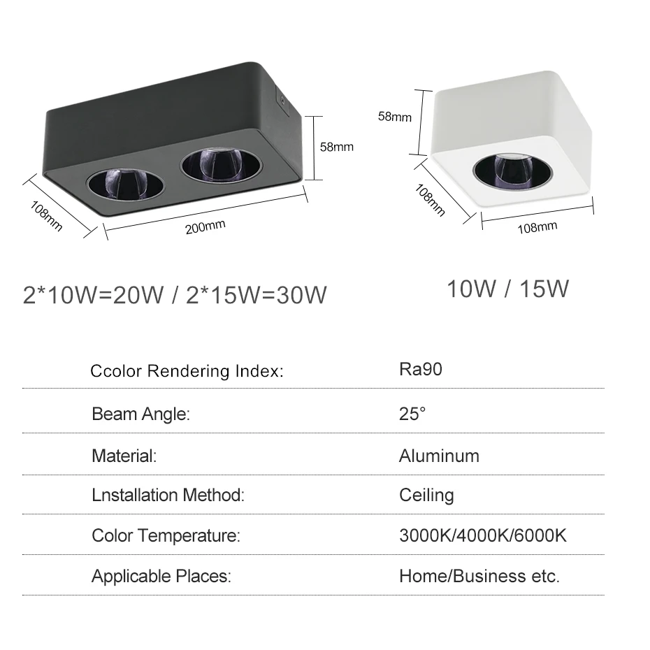 Imagem -05 - Quadrado Dimmable Anti-glare Cob Led Downlights Luzes de Teto Lâmpadas Internas Montagem em Superfície ac 85265v