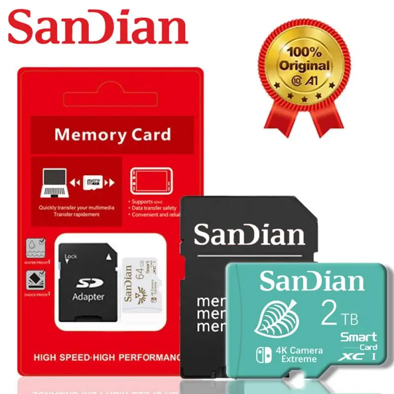 U3 A2 V30 Class10 Micro TF SD Card 128GB 64GB 256GB 512GB High Speed Memory Card SD Card With Adapter For Nintendo Switch