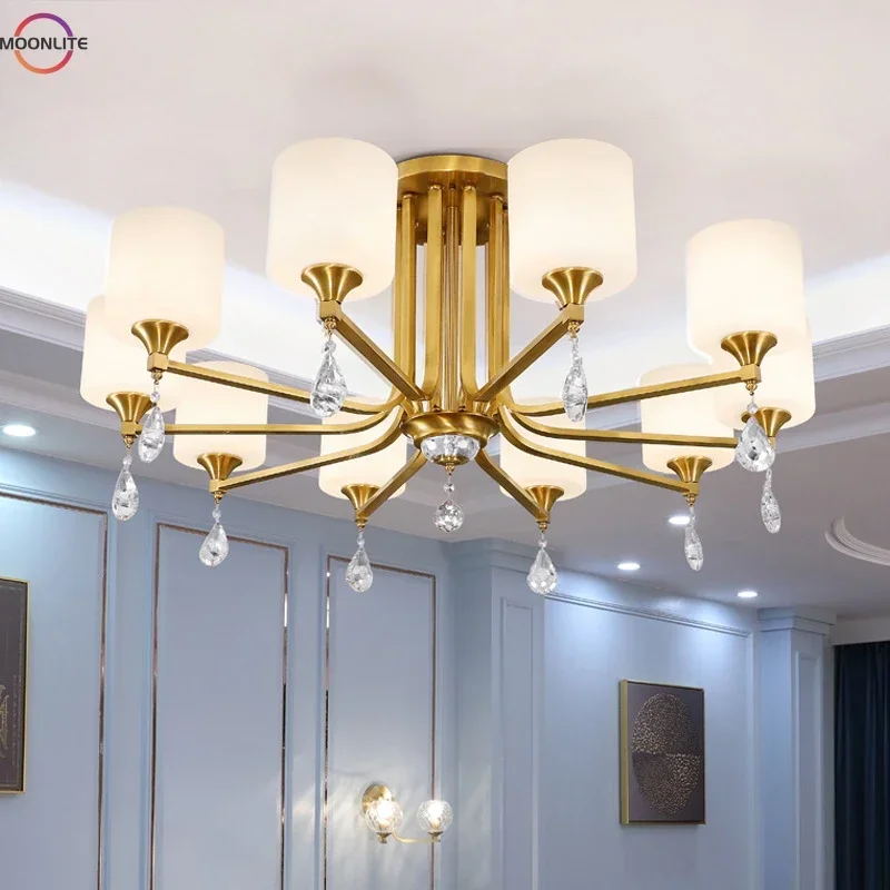 American living room chandelier full copper lamp dining room bedroom study room 8 head chandelier modern indoor light fixtures