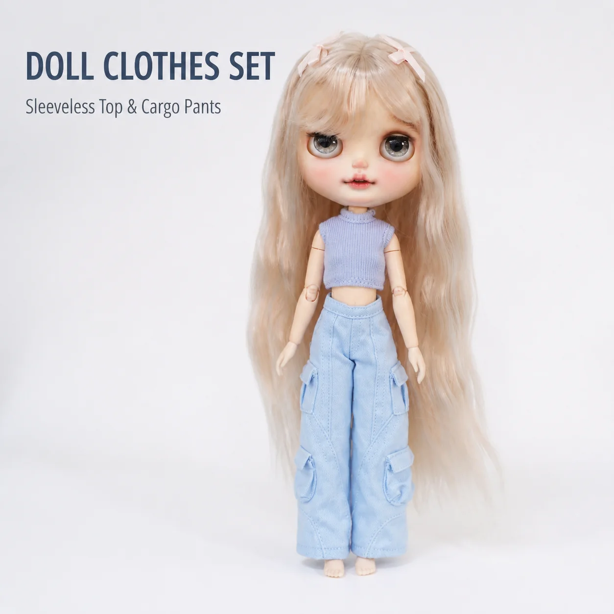 Blythe doll Clothes Accessories Azone Second-Generation OB22 OB24 Sleeveless Short T Small Cloth doll Clothes Workwear Long Pant