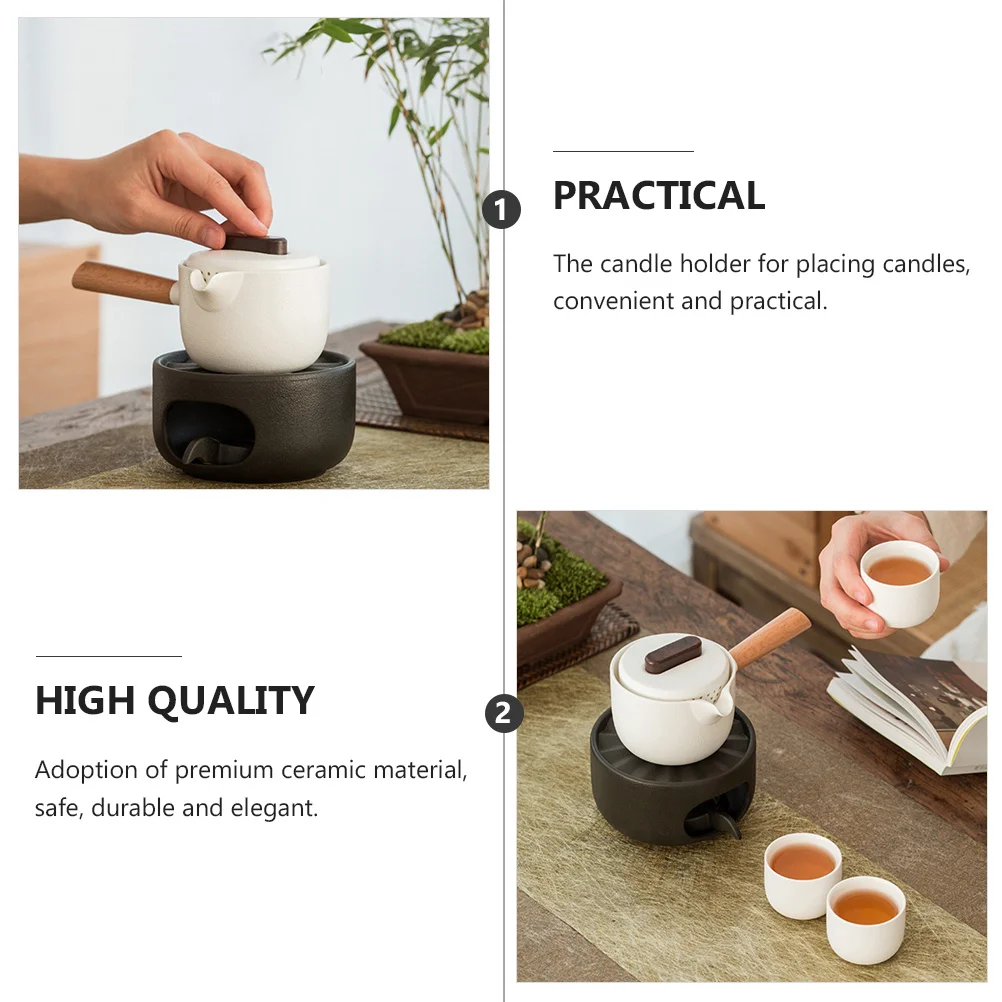 

1Set Teapot Warmer Ceramic Elegant Tea Stove Decorative Auspicious Design for Tea Ceremony Holder Function
