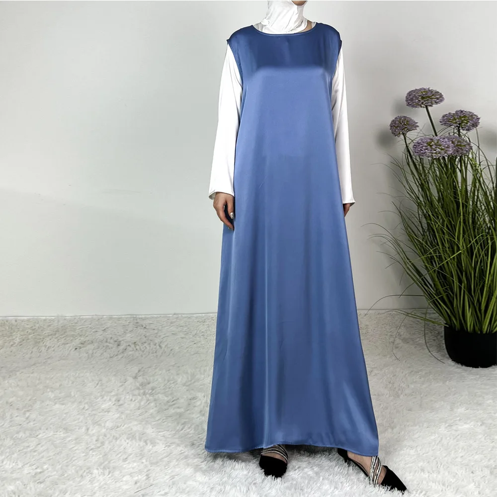 Modest Abaya Femme Casual Vestido All-Match Sleeveless Inner Dress Muslim For Women Maxi Robe Caftan Moroccan Islamic Clothing