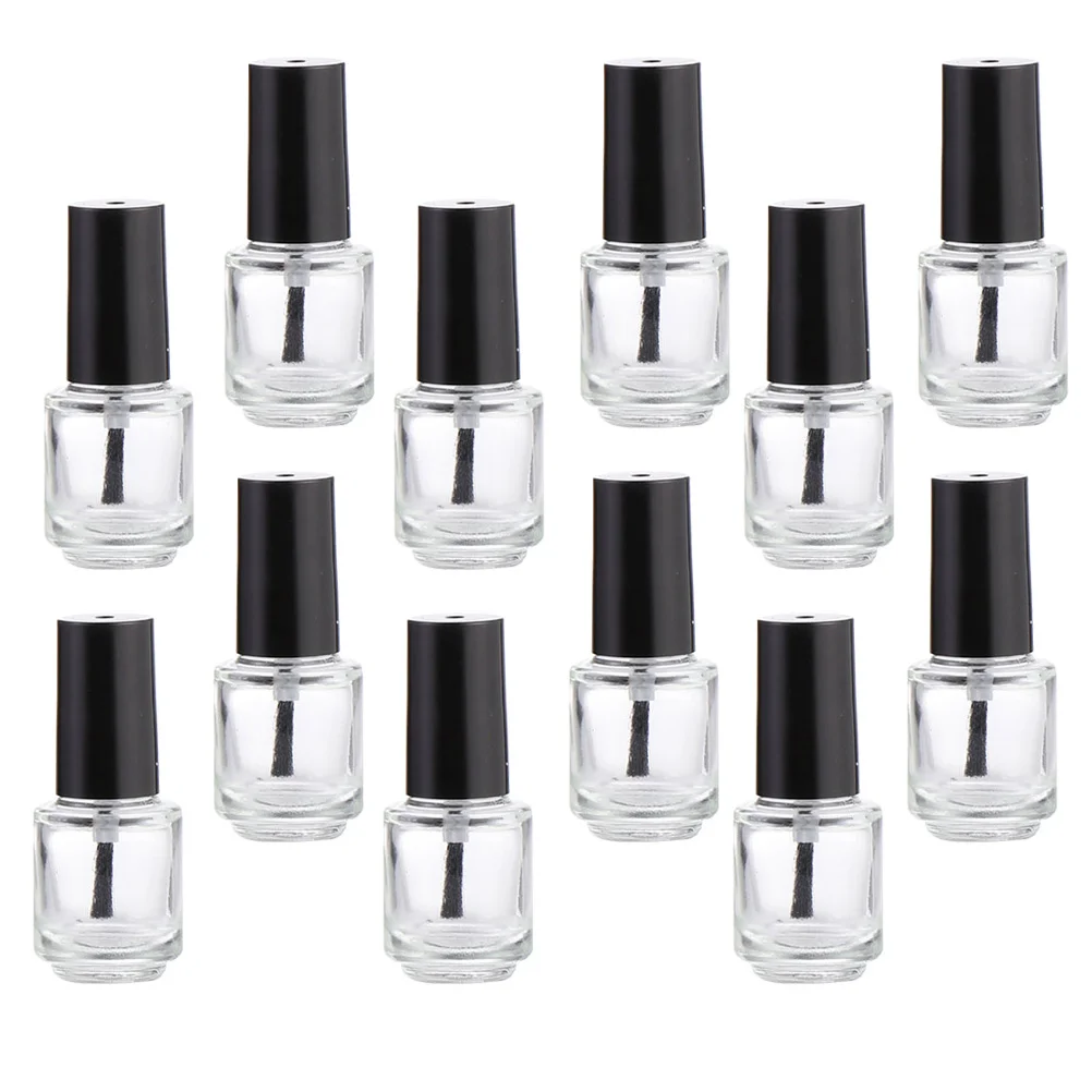 

12 Pcs Clear Leak-proof Nail Gel Bottles Polish Wee Storage Empty Glass Dispensers Travel Filler Tool