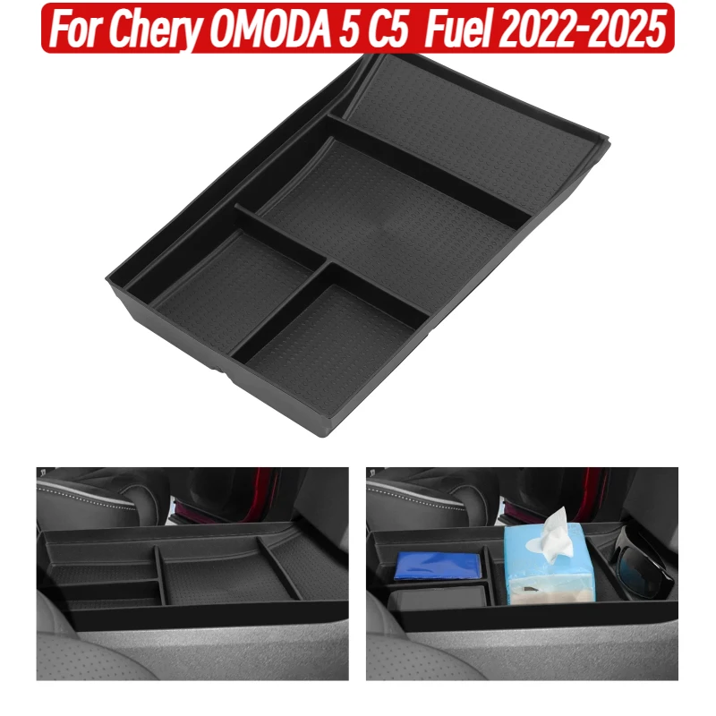 

for Chery OMODA 5 C5 Fuel 2022-2025 Car Center Console Lower Storage Box Organizer Accessories Tidying TPE Black