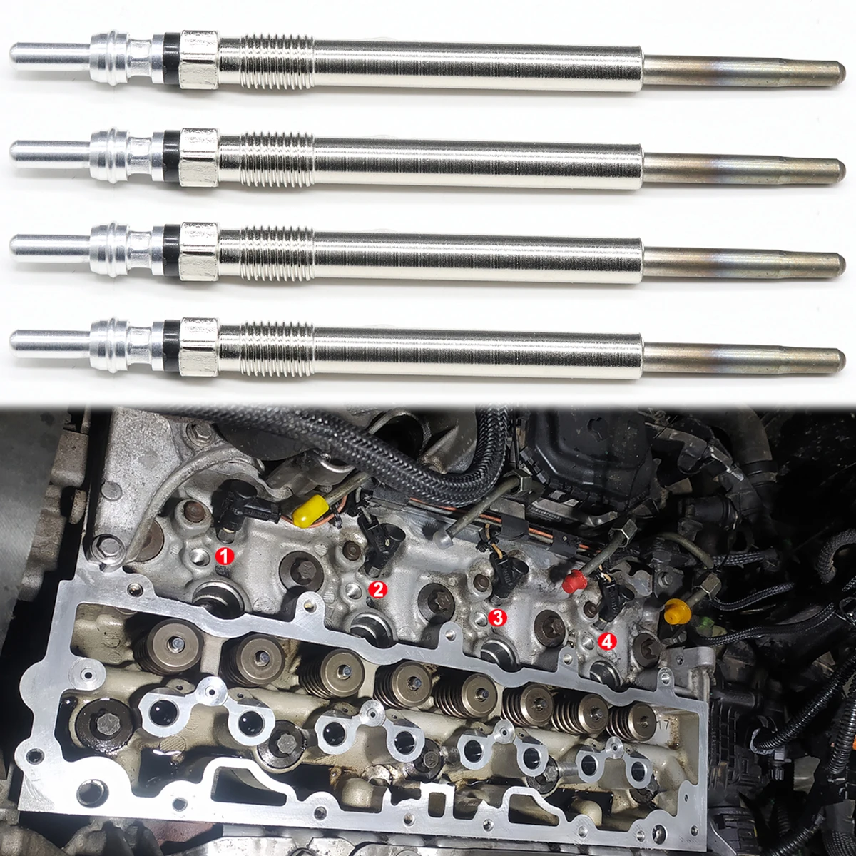 

4PCS Diesel Heater Nickel Plating Glow Plugs 5V 1682276 1703269 For Ford Grand C-Max DX KA Plus FK UK S-Max WA6 Transit Connect