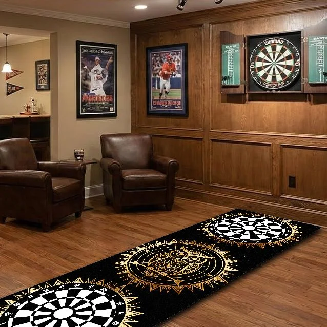 VIKAMA Dart Mat Dartboard Pattern Throw Line Carpet Non-Slip Wear Resistant Runner Rug for Game Room Bar Home Decor