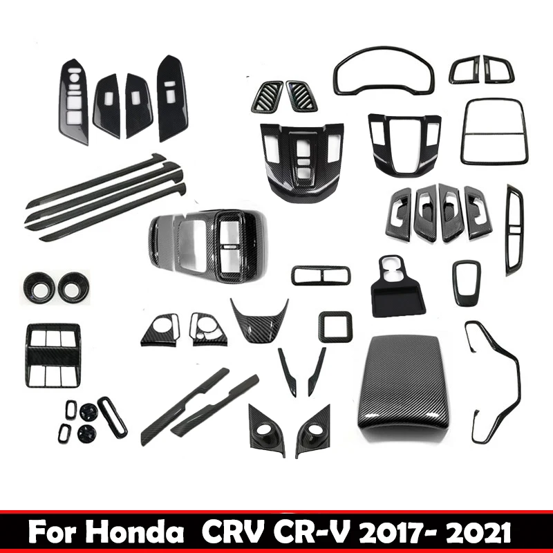 

RHD для Honda CRV CR-V C-RV 2017-2021, подлокотник из углеродного волокна, крышка переключателя окна, панель переключения передач, воздуховыпускное отверстие, крышка рулевого колеса