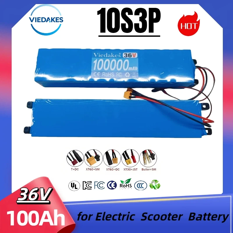 

36V Waterproof Electric Scooter Lithium Battery, 10S3P 800W Power Modified 36V Electric Scooter Battery with BMS SYP XT60 JST