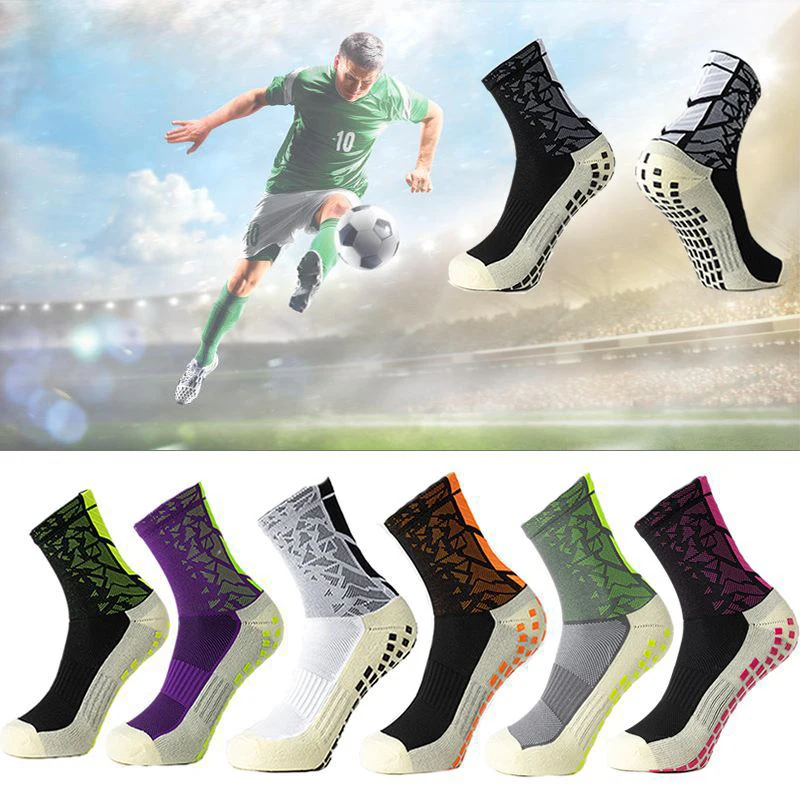 Breathable Sports Silicone Anti Slip Grip Football Socks Professional Men Women Camouflage Arrow Soccer Socks