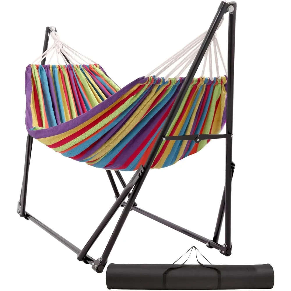 

Hammock with Foldable Steel Stand,Frabic Tension Adjustable,Carrying Bag Included, 616 lbs Weight Capacity