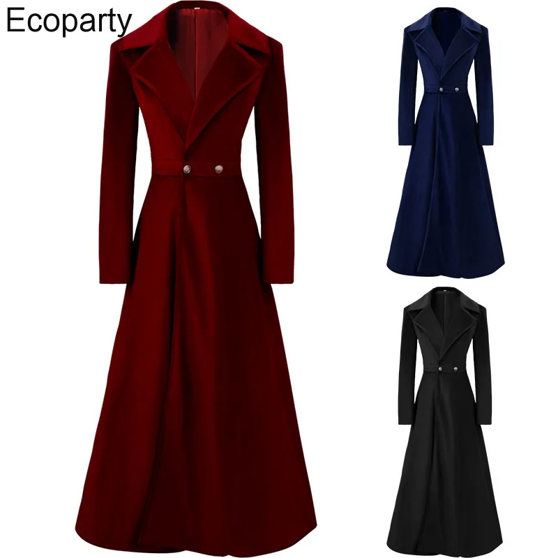 Women's Long Windbreaker Knee Long Ankle Temperament Ladies Gold Velvet Coat Jacket Autumn Winter Popular New for Female Costume