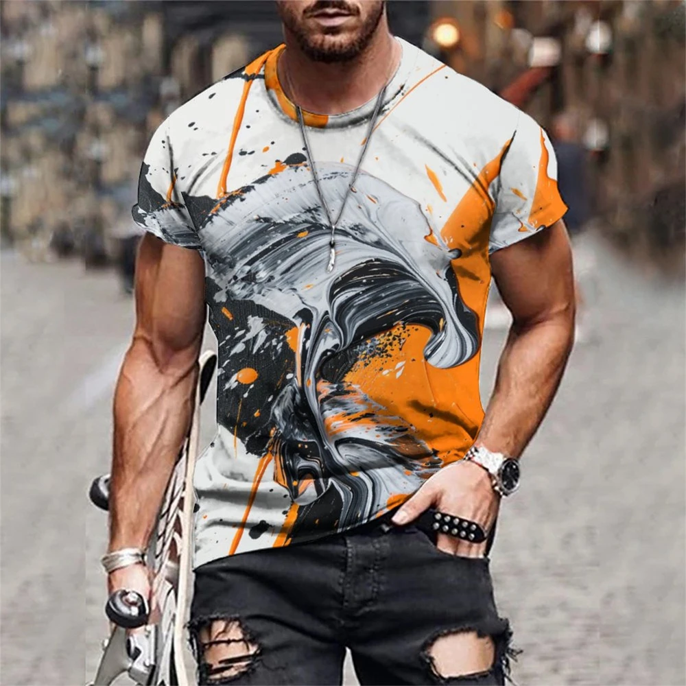 2024 New Sea Wave Digital Pattern3d Printed Men's T-Shirt Causal Comfy Tees Short Sleeve Pullover Tops Men's Summer Clothing