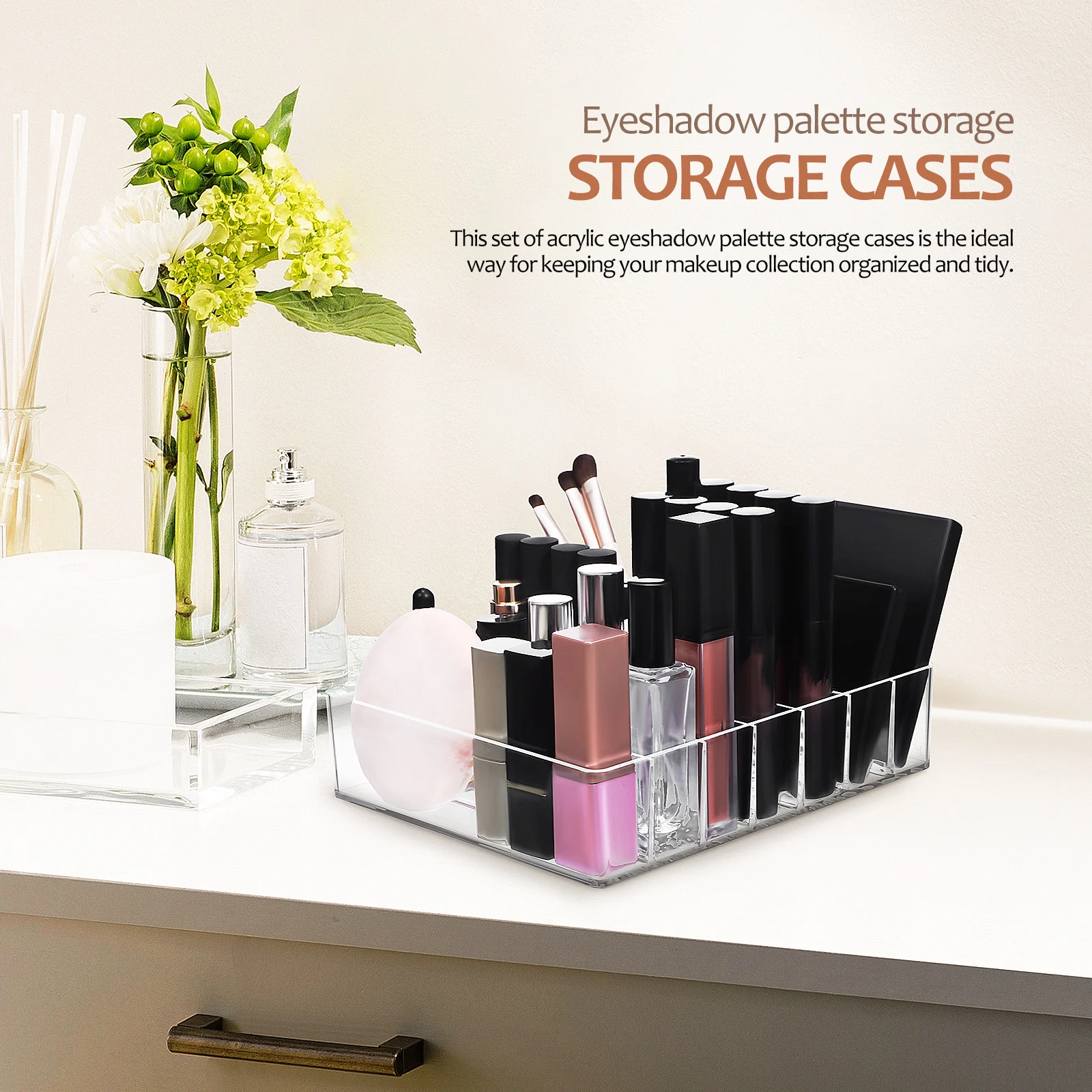 

2pcs Palette ganizer Clear Storage Box Acrylic Cosmetics ganizer Makeup Holder Seven Compartments Travel
