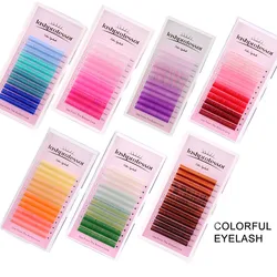 Color Lash Purple Blue Brown Green Red White Pink Yellow Eyelash Extension Flu Color Individual False Colored Mink Lashes Makeup