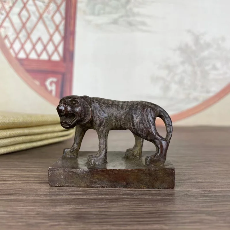 Old-Fashioned Antique Genuine Old Goods Twelve Zodiac Tiger Copper Seal Antique Old Goods Copper Ware Ornaments Ancient Seal Col