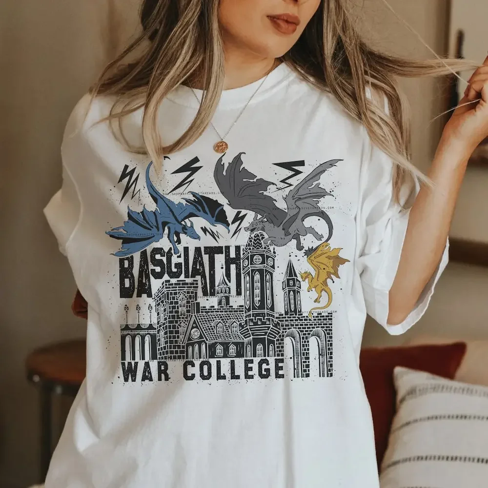 Basgiath War College Campus T Shirt Officially Licensed Fourth Wing Rebecca Yarros Dragon Riders Tairn Andarna Sgaeyl Signet