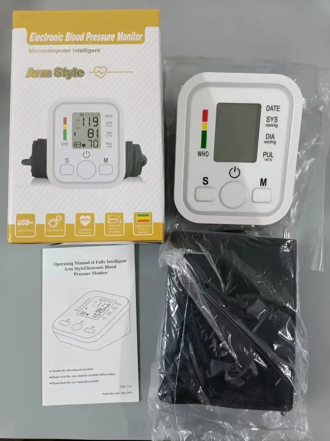 Automatisches Oberarm-Blutdruckmessgerät BP Sphygmomanometer Druckmesser Tonometer zur Messung des arteriellen Drucks – Detail 1