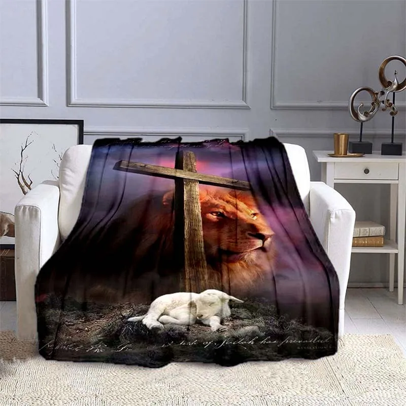 3D Printed Ferocious Lion King of The Forest Blanket Bedspread Flannel  Throw Soft Comfortable Home Decor  Warm