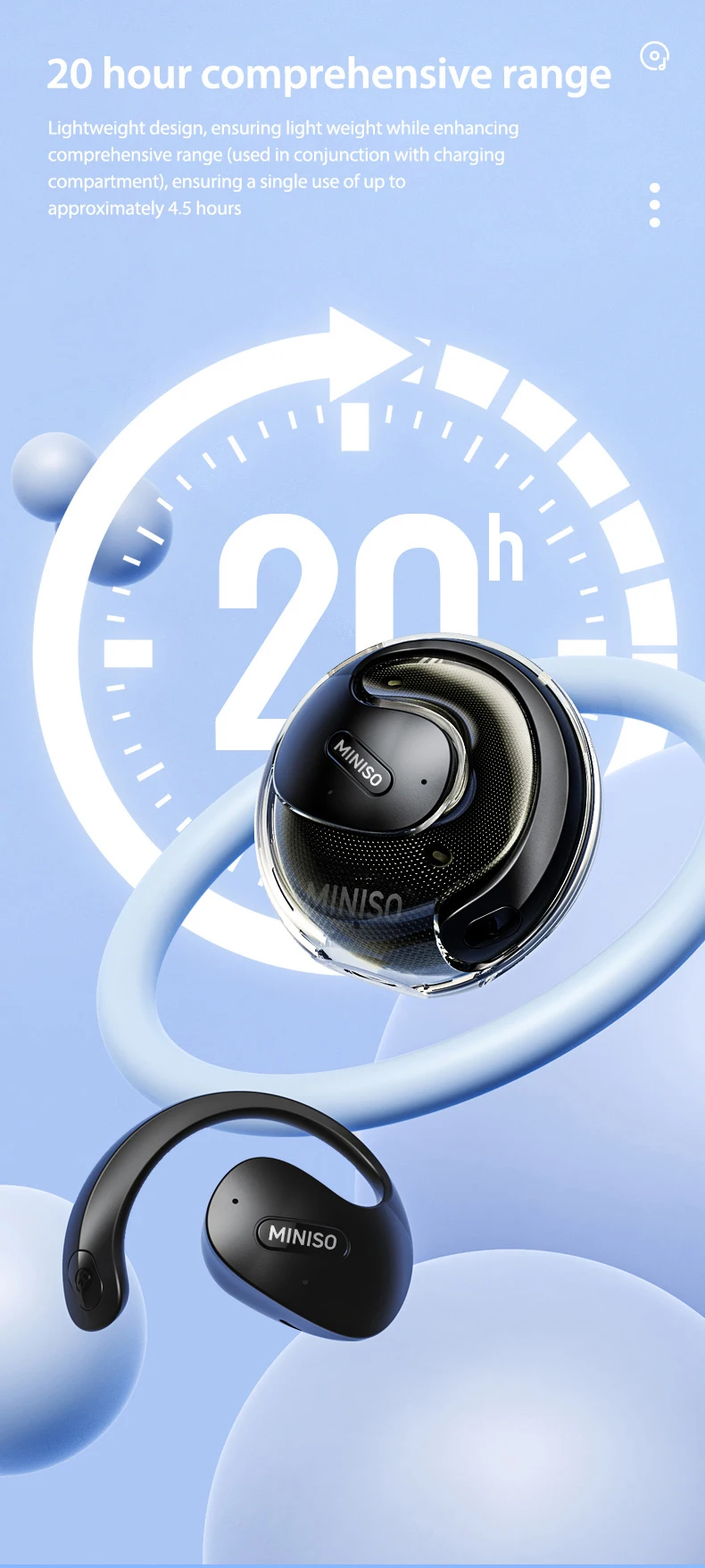 MINISO X15 PRO OWS Bluetooth-Headset 5.4 Bluetooth-Kopfhörer, Knopfsteuerung, Geräuschunterdrückung, Ohr-Hängekopfhörer mit Mikrofon – Detail 12