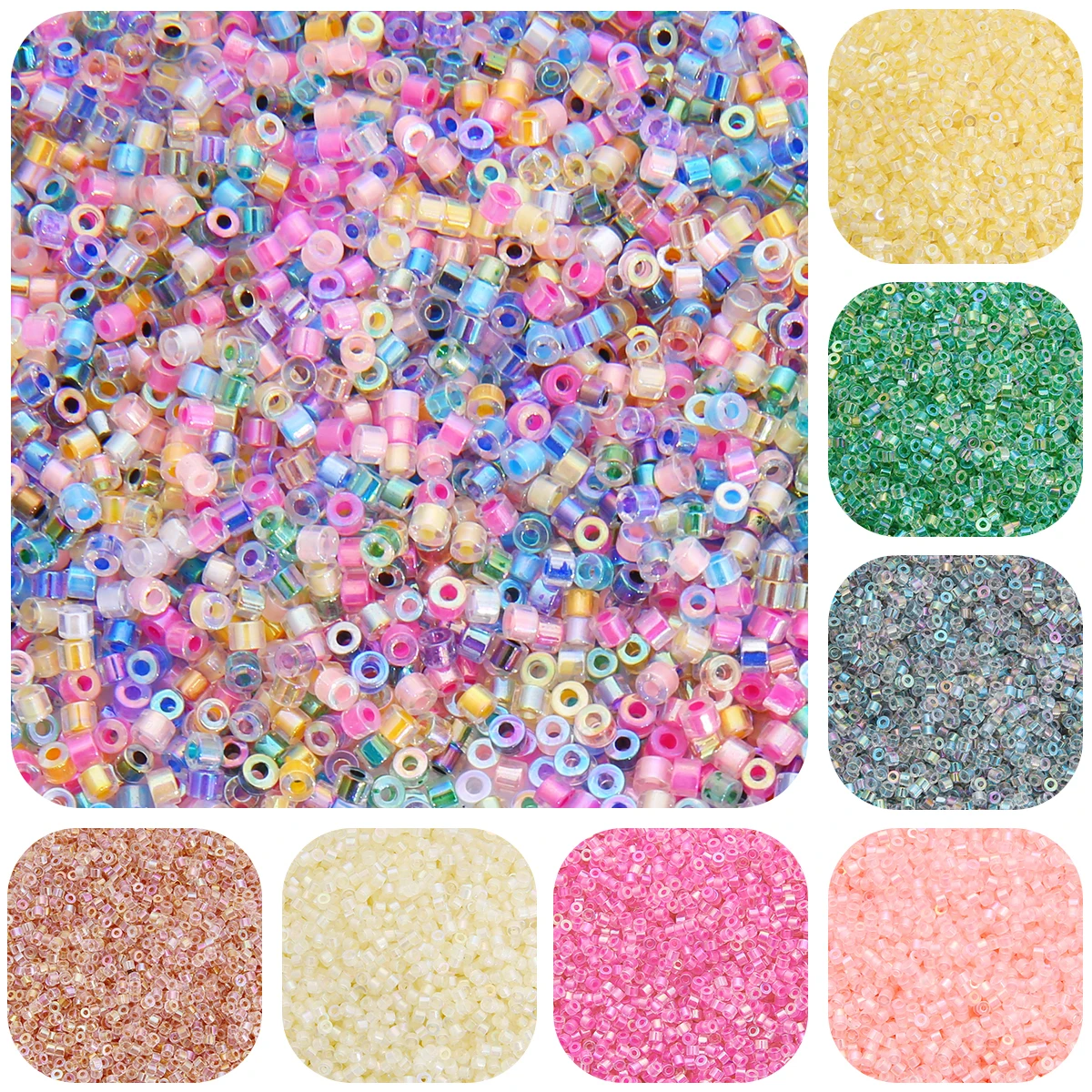 

1000pcs 2mm Colorful Cylinder Shape Spacer Loose Beads Glass Seed Beads For Jewelry Making DIY Bracelets Phone Chain Accessories