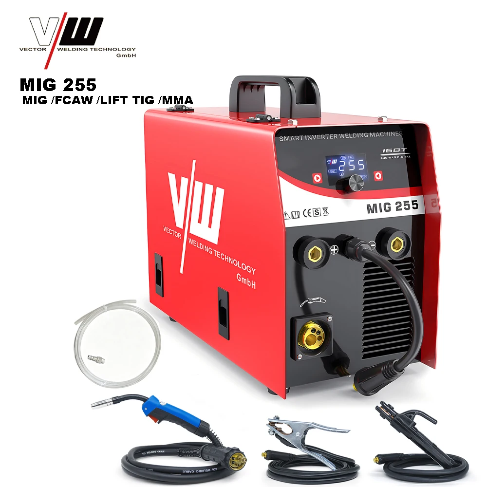VECTOR WELDING Gas Shielded Welding Machine Manual 4-in-1 Multifunctional MIG FCAW Lift TIG MMA Stainless Steel Welder MIG255DB