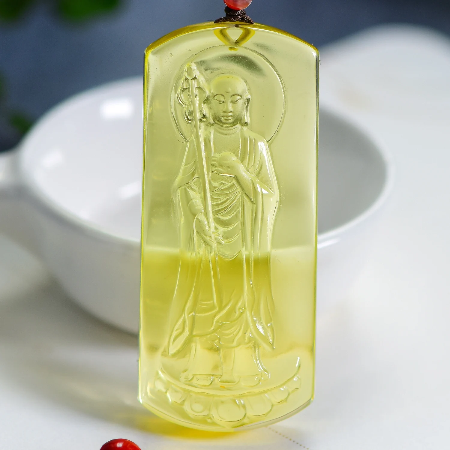 

Natural Yellow Citrine Quartz Pendant Brazil Jewelry 63.8*27.8*14mm Buddha Women Citrine Beads Necklace AAAAA