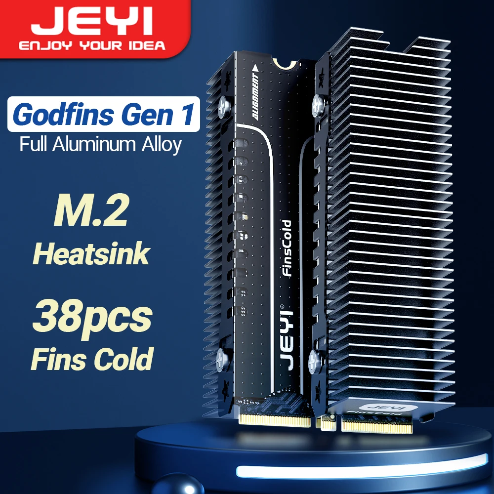 Radiator JEYI M.2 SSD, wytrzymały aluminiowy radiator konwekcyjny, pasywne radiatory NVME NGFF Cooler z płetwami - Godfins Gen 1