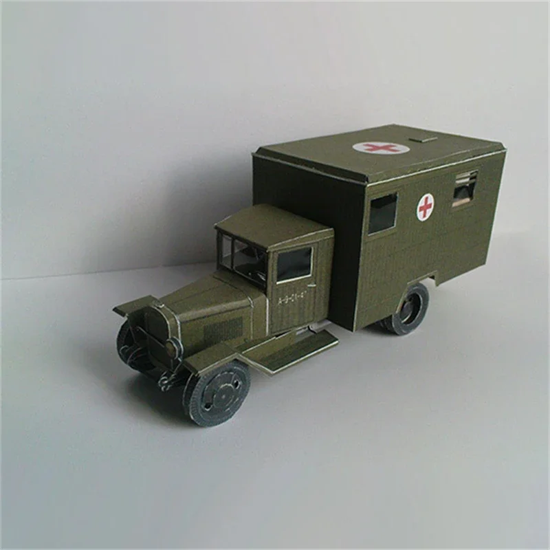 1:43 Scale WW II Soviet Zis-44 Battlefield Ambulance Army Truck Model DIY 3D Paper Card Building Sets Military Model Toys