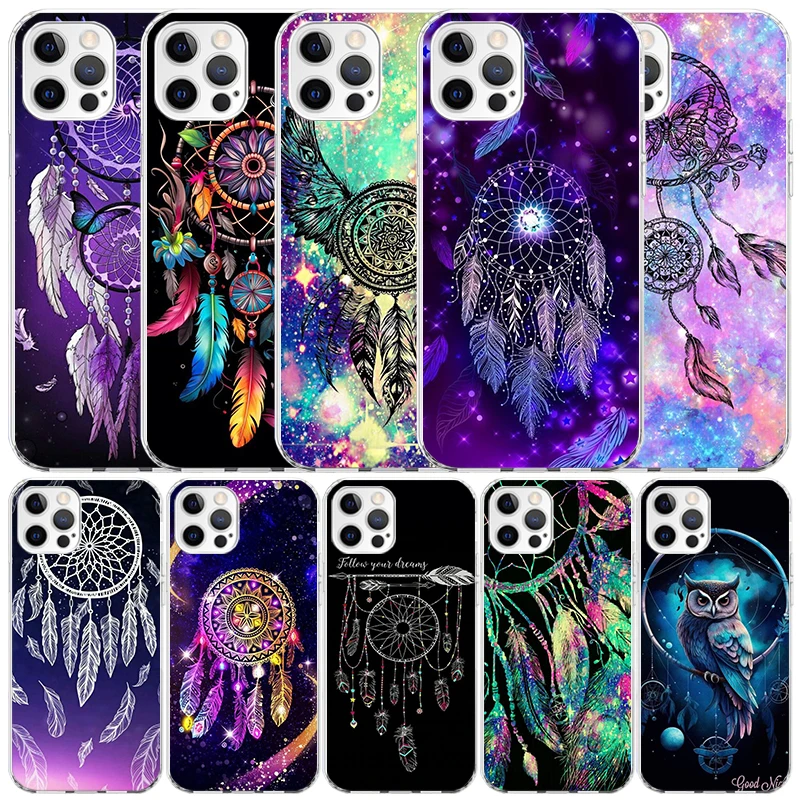 Retro Feather Dreamcatcher Phone Case For IPhone 16 15 14 13 12 11 Pro Max Mini XR XS X 7 Plus 8 + SE 2020 Soft TPU Back Cover