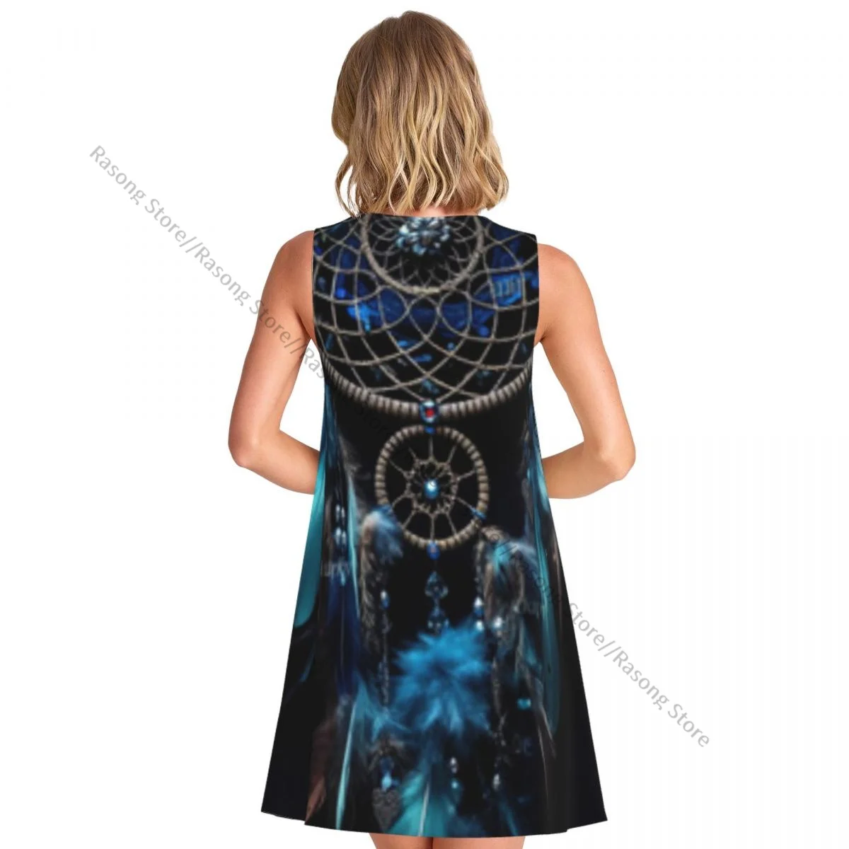 Vestido tipo chaleco de verano para mujer, atrapasueños con plumas, vestidos femeninos sin mangas