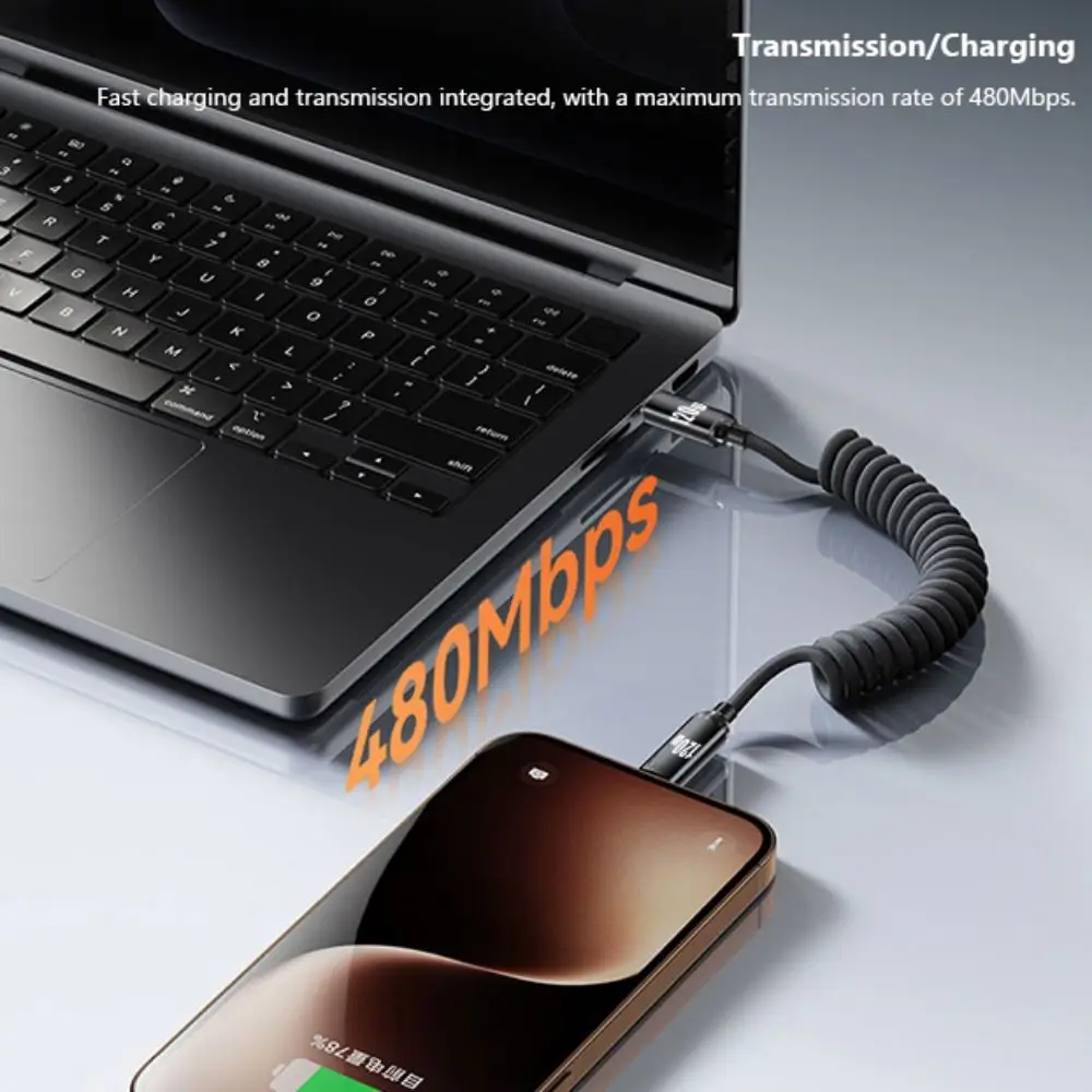 120W Fast Charging Cable Retractable USB/Type-C To C PD Type-C Cable Versatile Compatibility 1M/2M Data Line
