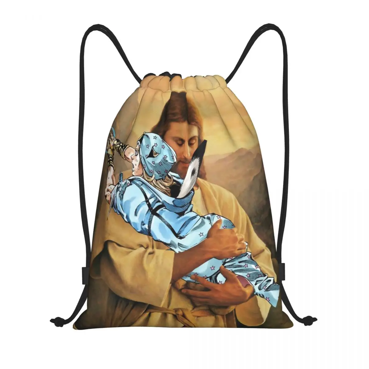 Custom JOJO's Unique Adventures Of Polnareff Jesus Drawstring Bag for Training Yoga Backpacks Women Men Sports Gym Sackpack