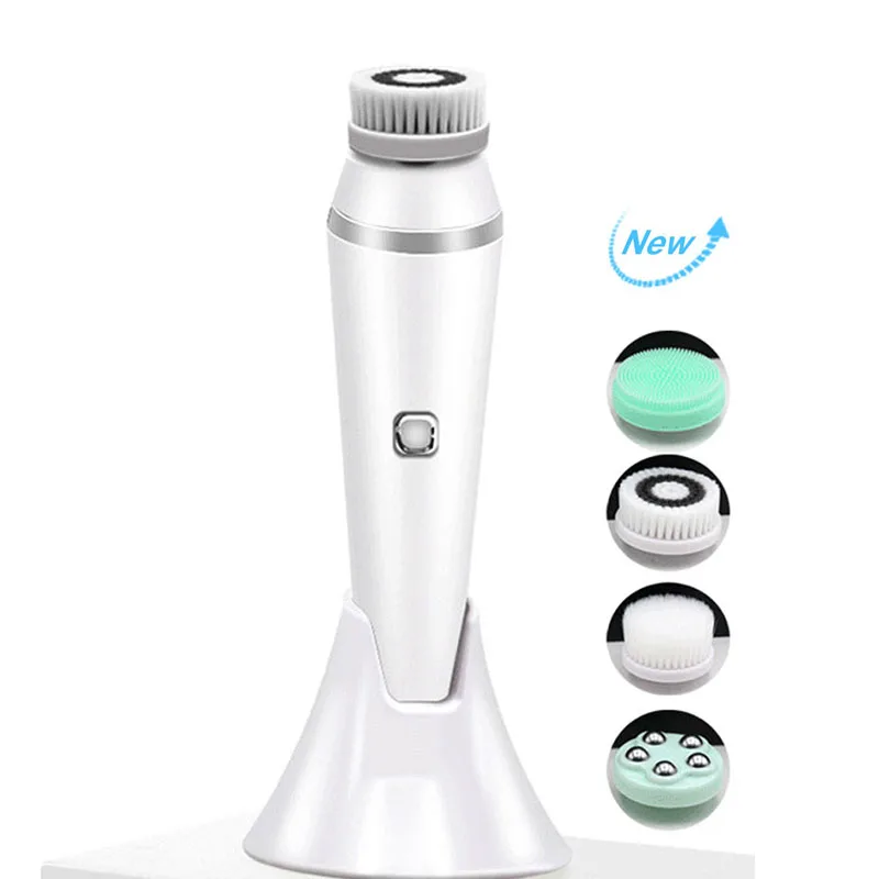 New 4 in 1 Electric Face Cleaner Machine Face Cleaning Brush Scrubber Facial Cleansing Brush